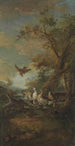 Een roofvogel, eenden en eendjes in een landschap - Giovanni Crivelli — weergave van het kunstwerk