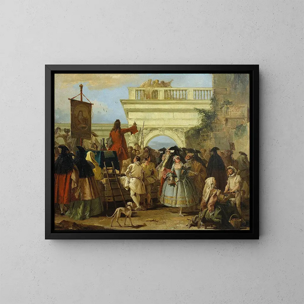De bedrieger - Giovanni Domenico Tiepolo — ingelijst kunstwerk aan de muur