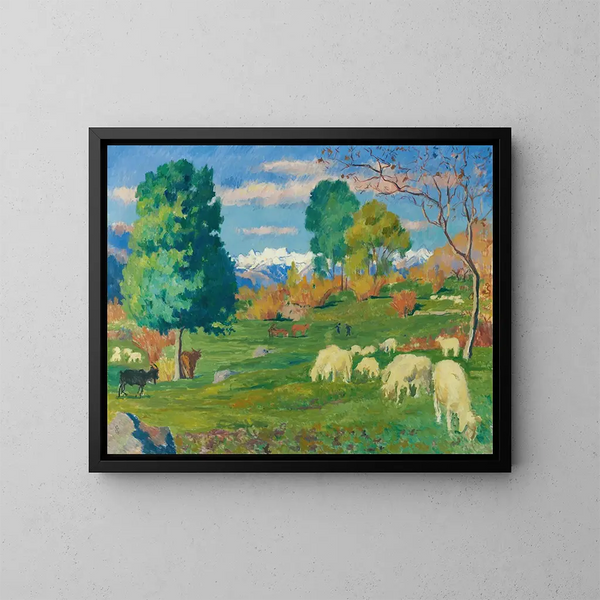 Landschapschilderij herfst - Giovanni Giacometti — ingelijst kunstwerk aan de muur
