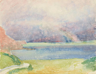 Giovanni Giacometti - Blick von Maloja auf den Silsersee mit Regenbogen.webp