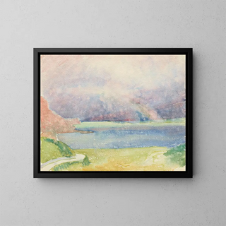 Giovanni Giacometti - Blick von Maloja auf den Silsersee mit Regenbogen.webp