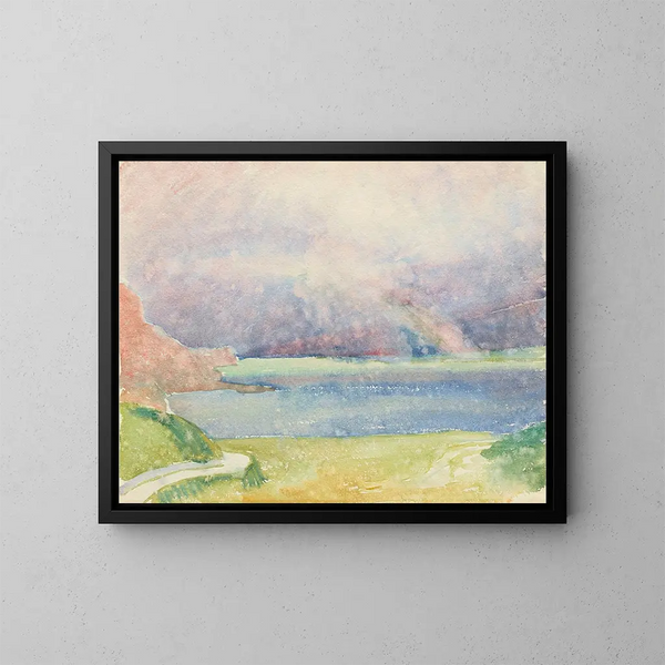 Vue de Maloja sur le lac de Sils avec arc-en-ciel - Giovanni Giacometti — ingelijst kunstwerk aan de muur