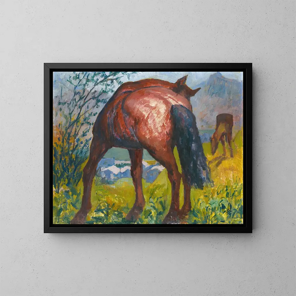 Paard rood - Giovanni Giacometti — ingelijst kunstwerk aan de muur