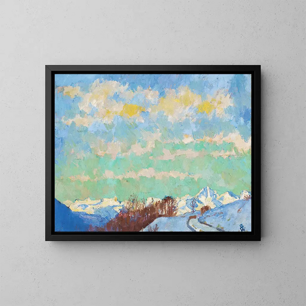 Vue van Stampa naar Italië - Giovanni Giacometti — ingelijst kunstwerk aan de muur