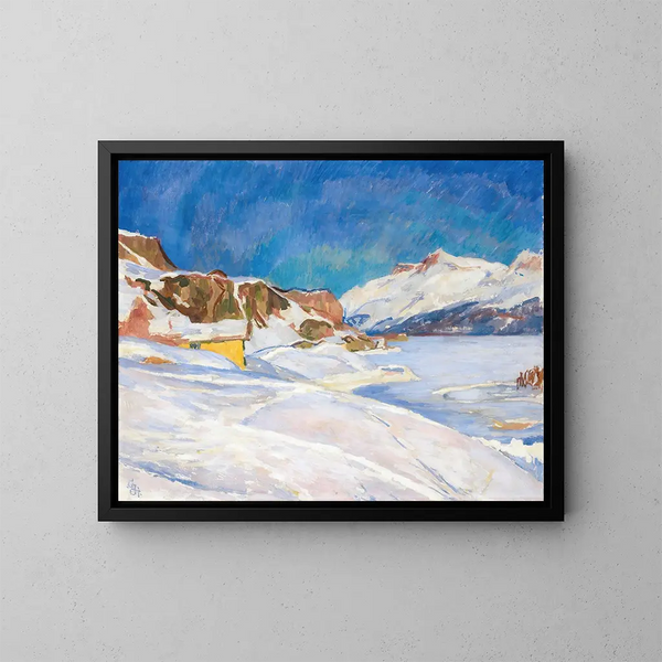 Landschap in de winter bij Capolago - Giovanni Giacometti — ingelijst kunstwerk aan de muur