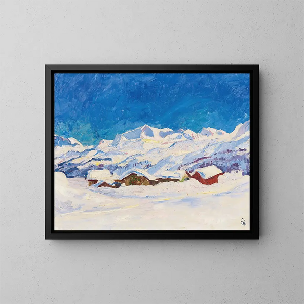 Landschap in de winter bij Maloja - Giovanni Giacometti — ingelijst kunstwerk aan de muur