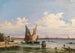 Panorama schilderij van de lagune met het eiland Sant'Elena en de Lido op de achtergrond - Giovanni Grubacs — weergave van het kunstwerk
