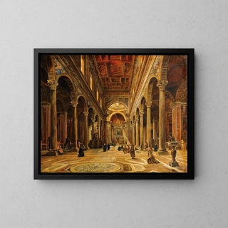 Kerkinterieur schilderij - Giovanni Lanza — ingelijst kunstwerk aan de muur