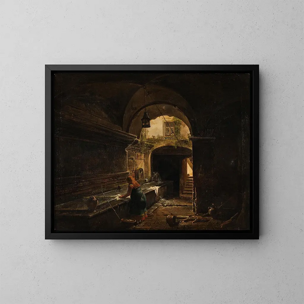 L'aqueduc romain Aqua Vergine in de binnenplaats van nr. 12 aan de via del Nazareno - Giovanni Lazzarini — ingelijst kunstwerk aan de muur