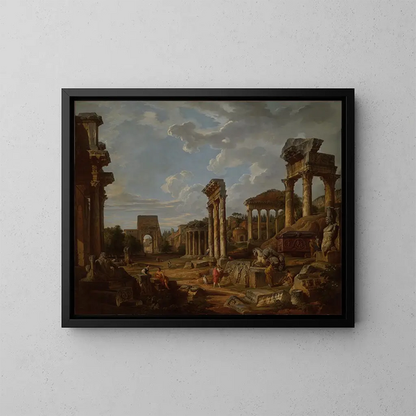 Een grilligheid van het Romeinse Forum - Giovanni Paolo Panini — ingelijst kunstwerk aan de muur