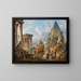 van een fantasie met Sint Paulus die predikt aan de Romeinen met de tempel van Vesta en de piramide van Caius Cestius - Giovanni Paolo Panini — ingelijst kunstwerk aan de muur