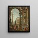 van een klassieke fantasie met de Trajanuskolom van het Colosseum en de Farnese Hercules met de filosoof - Giovanni Paolo Panini — ingelijst kunstwerk aan de muur