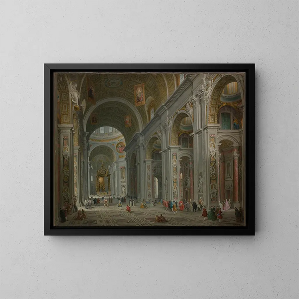 Binnenkant van Sint-Pieter in Rome - Giovanni Paolo Panini — ingelijst kunstwerk aan de muur