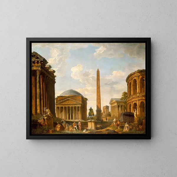 Roman Caprice: Het Panthéon en andere monumenten - Giovanni Paolo Panini — ingelijst kunstwerk aan de muur