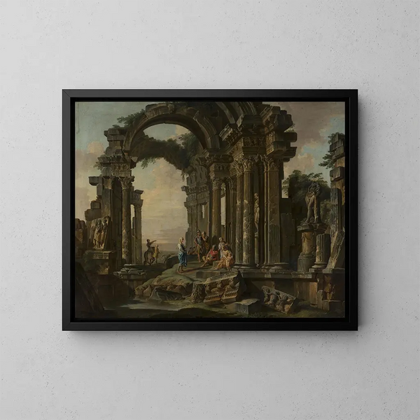 Romeinse ruïnes - Giovanni Paolo Panini — ingelijst kunstwerk aan de muur