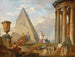 van Ruïnes met een vrouw die predikt - Giovanni Paolo Panini — weergave van het kunstwerk