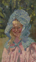 Fille au bonnet de soleil - Girolamo Nerli — weergave van het kunstwerk