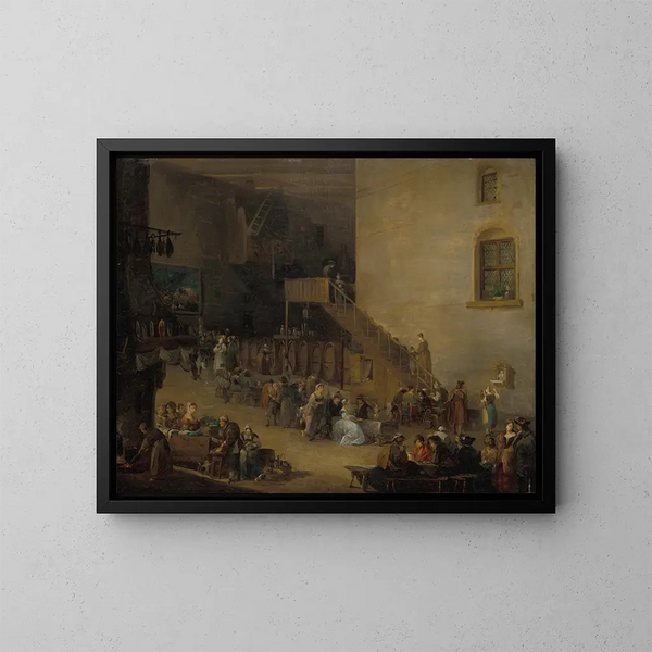 Een interieur van een taverne - Giuseppe Bernardino Bison — ingelijst kunstwerk aan de muur