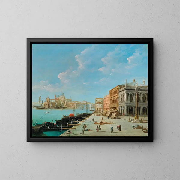 Le Molo gezien vanaf de Zecca met de kolom van Sint Theodorus in Venetië - Giuseppe Bernardino Bison — ingelijst kunstwerk aan de muur