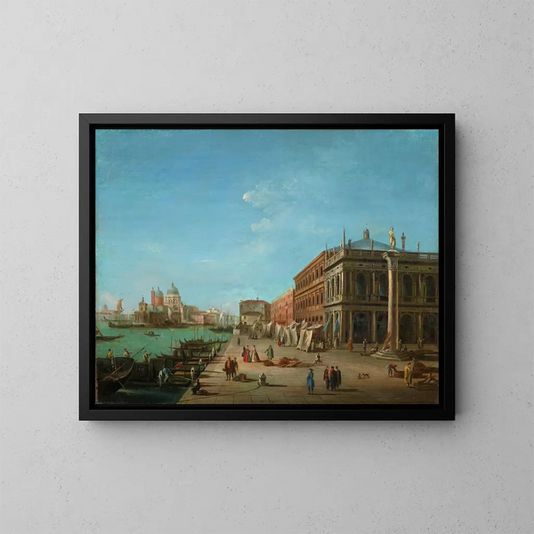 Le Molo avec le Palazzo della Zecca et la Bibliothèque Marciana, l'église de Santa Maria della Salute au-delà - Giuseppe Bernardino Bison — ingelijst kunstwerk aan de muur