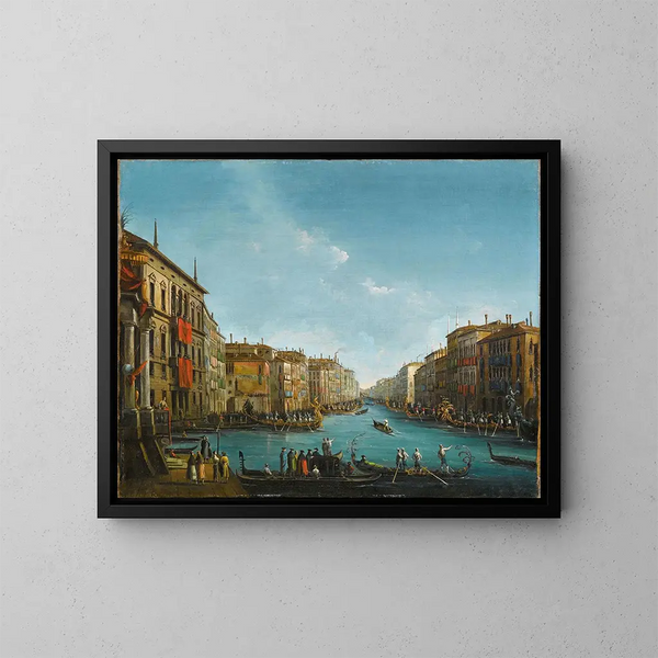 De zeilwedstrijd op het Groot Kanaal in Venetië - Giuseppe Bernardino Bison — ingelijst kunstwerk aan de muur