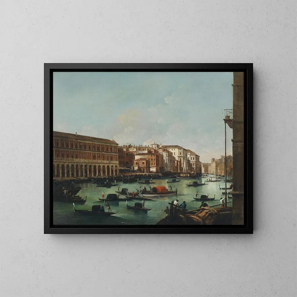 Venetië, het Groot Kanaal met nieuwe gebouwen - Giuseppe Bernardino Bison — ingelijst kunstwerk aan de muur