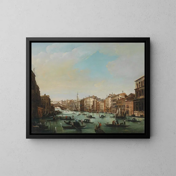 Venetië, het Grote Kanaal met de Rialtobrug - Giuseppe Bernardino Bison — ingelijst kunstwerk aan de muur