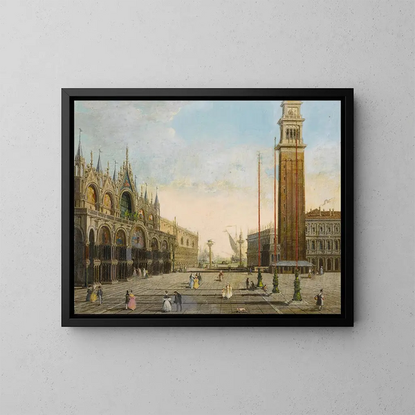van Vue de la place Saint-Marc avec la Piazzetta et San Giorgio Maggiore en arrière-plan - Giuseppe Bernardino Bison — ingelijst kunstwerk aan de muur