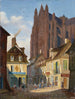 Een straat in Chartres met de kathedraal op de achtergrond - Giuseppe Canella — weergave van het kunstwerk