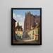 Een straat in Chartres met de kathedraal op de achtergrond - Giuseppe Canella — ingelijst kunstwerk aan de muur