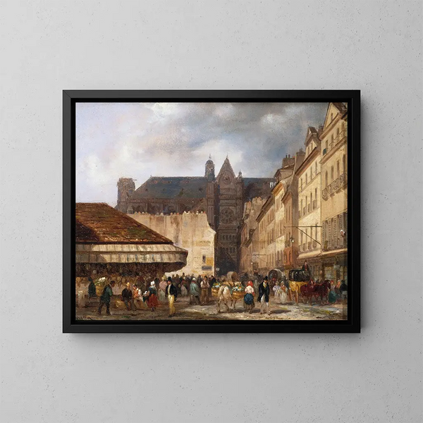 La rue des Prouvaires et l'église Saint-Eustache - Giuseppe Canella — ingelijst kunstwerk aan de muur