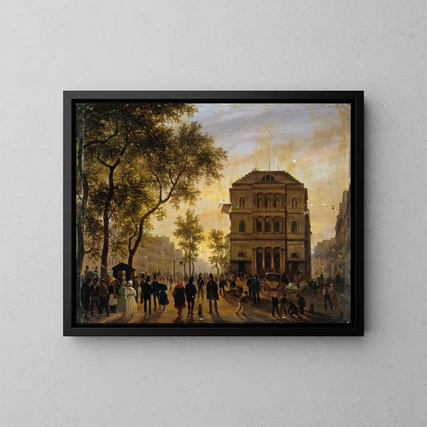 Het Theater van de Ambigu-Comique en de boulevard Saint-Martin - Giuseppe Canella — ingelijst kunstwerk aan de muur