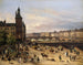 van het marktplein met bloemen, de Klokketoren, de Pont au Change en de Pont Neuf - Giuseppe Canella — weergave van het kunstwerk