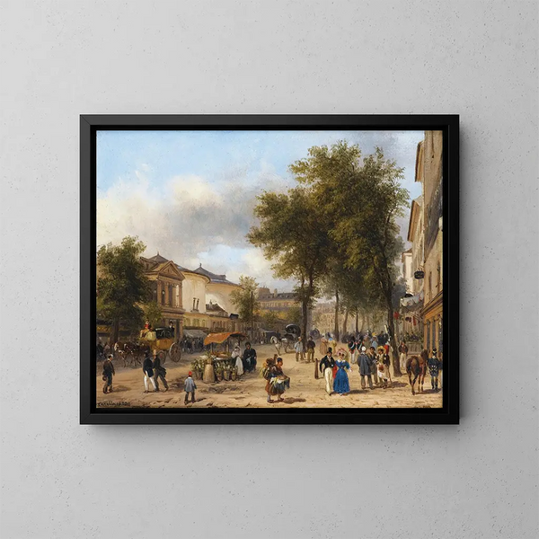 Parijs, uitzicht op het Théâtre des Variétés aan de Boulevard Montmartre - Giuseppe Canella — ingelijst kunstwerk aan de muur