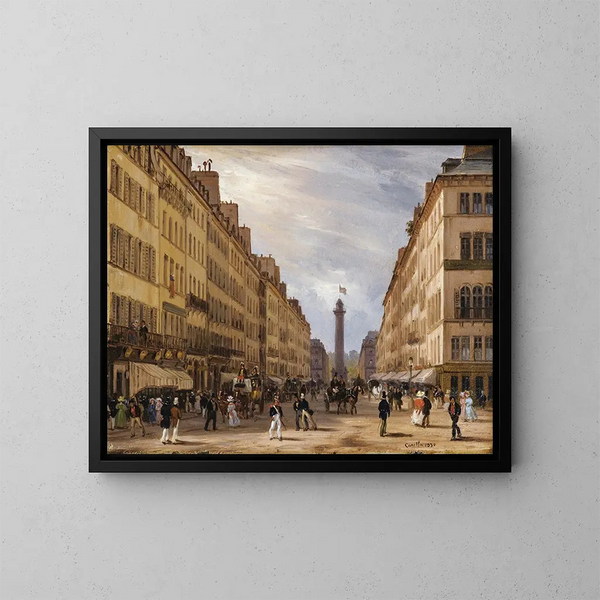 Parijs, rue de la Paix, de Place Vendôme, achtergrond - Giuseppe Canella — ingelijst kunstwerk aan de muur