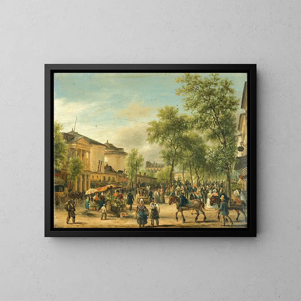 Vue van Parijs op de boulevard Montmartre - Giuseppe Canella — ingelijst kunstwerk aan de muur