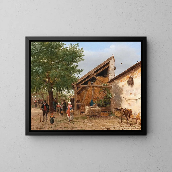 scène uit het volksleven in Italië - Giuseppe Canella — ingelijst kunstwerk aan de muur
