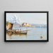 Fishermen in the Gulf of Naples, Vesuvius in the background - Giuseppe Carelli — framed artwork on a wall