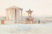 van Giuseppe Carosi | Schilderij Vue sur le Foro Boario avec le temple d'Hercule Victor et la fontaine du Triton — weergave van het kunstwerk