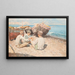 Boys fishing on the Naples beach - Giuseppe Giardiello — framed artwork on a wall