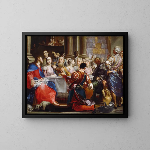 De Bruiloft te Kana - Giuseppe Maria Crespi — ingelijst kunstwerk aan de muur