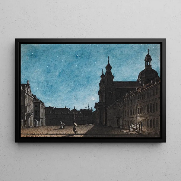 Giuseppe Quaglio - Der Mannheimer Theaterplatz bei Mondschein.webp