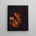 Meis die een naald rijgt bij kaarslicht - Godfried Schalcken — ingelijst kunstwerk aan de muur