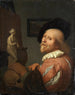 Portret van een kunstenaar in zijn atelier - Godfried Schalcken — weergave van het kunstwerk