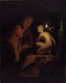 Jongeman en vrouw die een standbeeld van Venus bestuderen bij het licht van een lamp - Godfried Schalcken — weergave van het kunstwerk