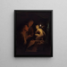 Jongeman en vrouw die een standbeeld van Venus bestuderen bij het licht van een lamp - Godfried Schalcken — ingelijst kunstwerk aan de muur
