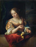Jonge vrouw met citroen - Godfried Schalcken — weergave van het kunstwerk