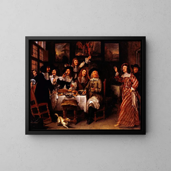 Maaltijd van kunstenaars - Gonzales Coques — ingelijst kunstwerk aan de muur