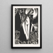 Woman standing sun moon and flowers - Gottfried Graf — framed artwork on a wall