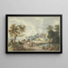 Landscape painting with a wooded scene and a path leading to a bridge - Gottlieb Welt — framed artwork on a wall
